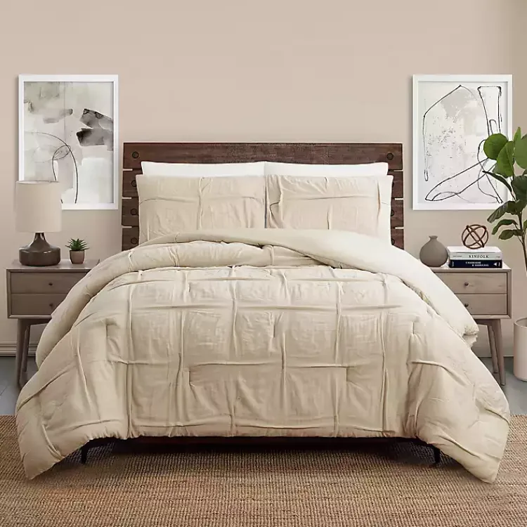 Kirklands Home Comforters|Riley Pleated 3-pc. Full/Queen Comforter Set Tan
