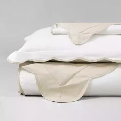 Kirklands Home Duvets|Tan Scallop Edge 3-pc. Full/Queen Duvet Cover Set