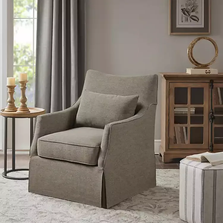 Kirklands Home Accent Chairs|Skirted Swivel Martha Stewart Accent Chair Tan