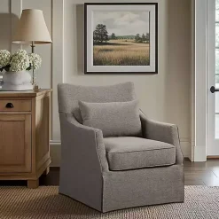 Kirklands Home Accent Chairs|Skirted Swivel Martha Stewart Accent Chair Tan