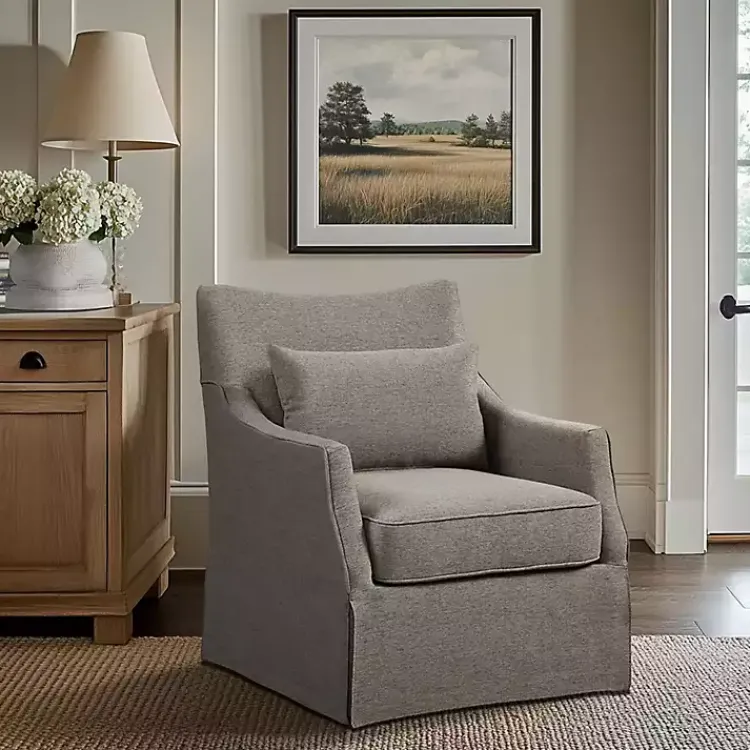 Kirklands Home Accent Chairs|Skirted Swivel Martha Stewart Accent Chair Tan