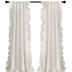 Kirklands Home Curtains & Drapes|Tan Stripe Ruffled Curtain Panel Set, 84 in.