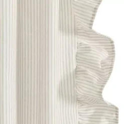 Kirklands Home Curtains & Drapes|Tan Stripe Ruffled Curtain Panel Set, 84 in.