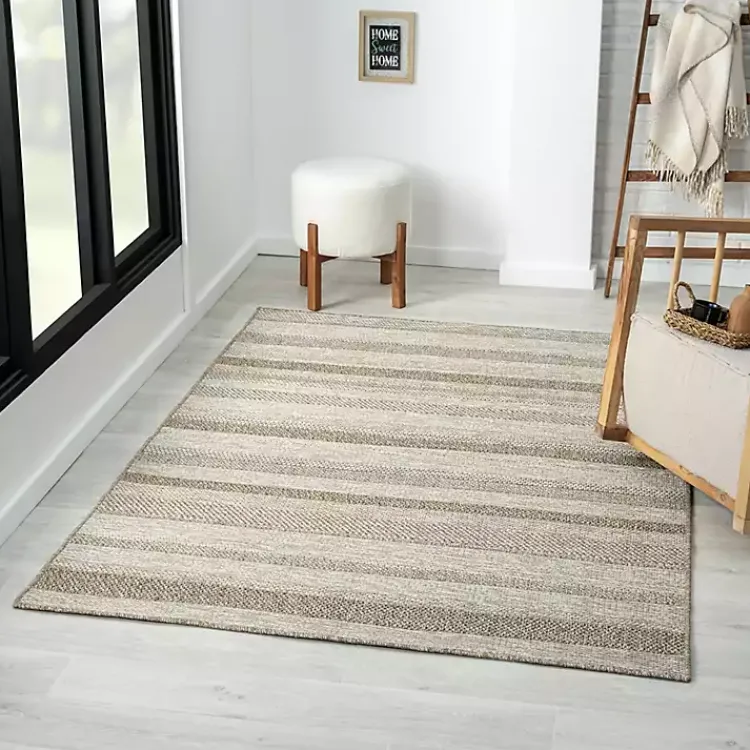 Kirklands Home Area Rugs|Striped Indoor/Outdoor Area Rug, 7x9 Tan
