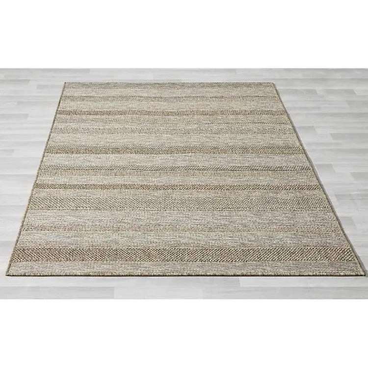 Kirklands Home Area Rugs|Striped Indoor/Outdoor Area Rug, 7x9 Tan