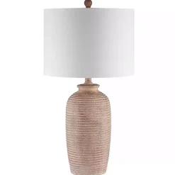 Kirklands Home Table Lamps|Tan Textured Kensin Table Lamp White