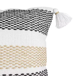 Kirklands Home Outdoor Cushions & Pillows|Tan Textured Stripes Outdoor Throw Pillow