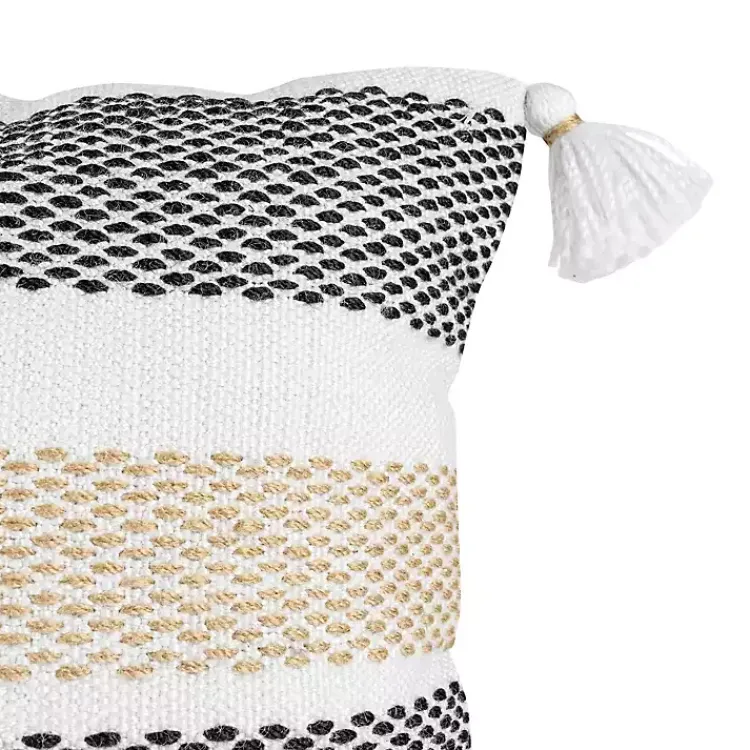 Kirklands Home Outdoor Cushions & Pillows|Tan Textured Stripes Outdoor Throw Pillow