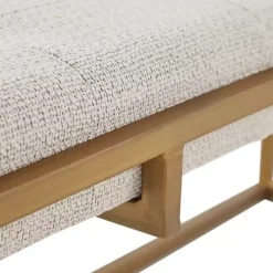 Kirklands Home Benches & Ottomans|Tufted Bronze Metal Bench Tan