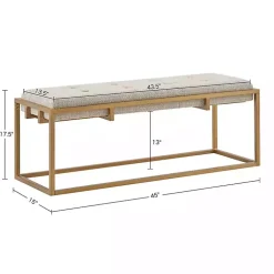 Kirklands Home Benches & Ottomans|Tufted Bronze Metal Bench Tan