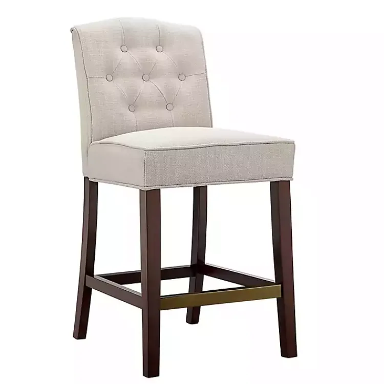 Kirklands Home Bar Stools & Counter Height Stools|Tufted Upholstered Wood Counter Stool Tan