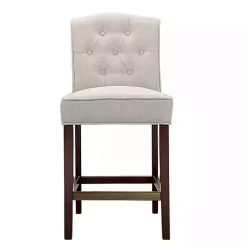 Kirklands Home Bar Stools & Counter Height Stools|Tufted Upholstered Wood Counter Stool Tan