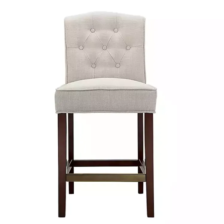Kirklands Home Bar Stools & Counter Height Stools|Tufted Upholstered Wood Counter Stool Tan