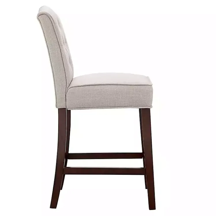 Kirklands Home Bar Stools & Counter Height Stools|Tufted Upholstered Wood Counter Stool Tan