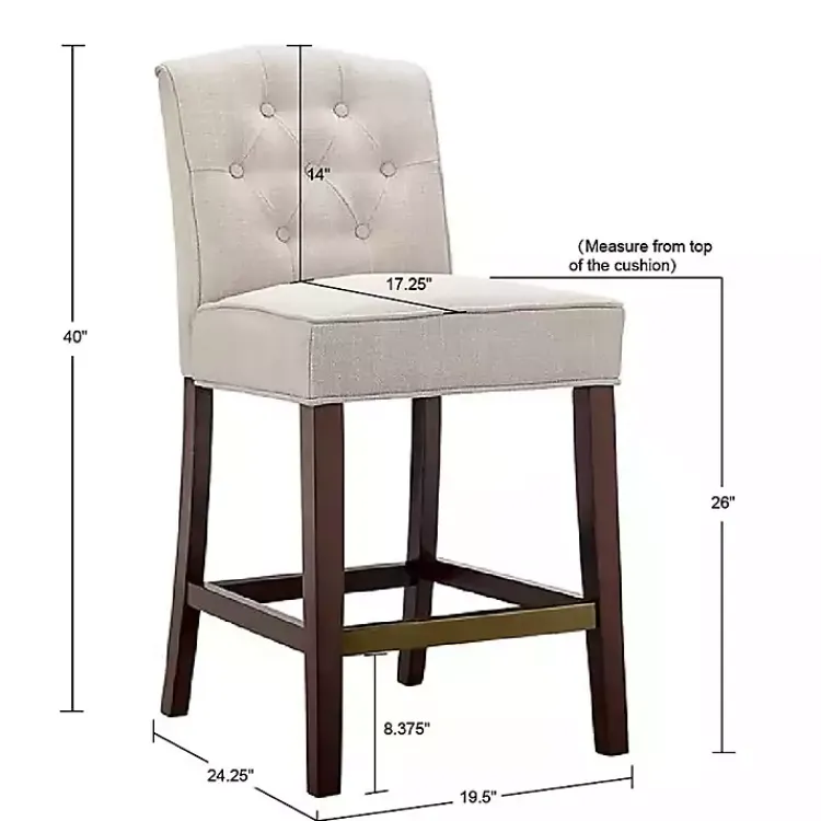 Kirklands Home Bar Stools & Counter Height Stools|Tufted Upholstered Wood Counter Stool Tan