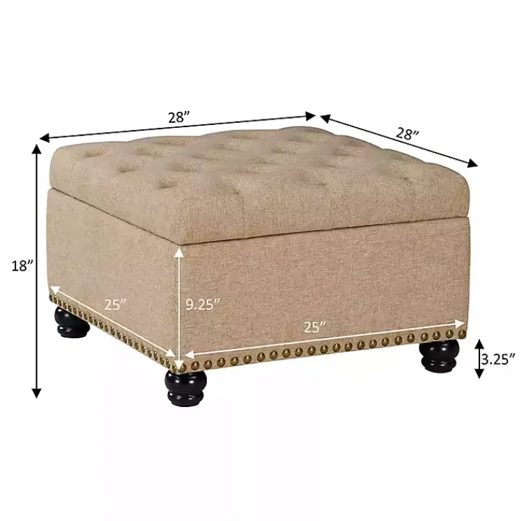 Kirklands Home Benches & Ottomans|Upholstered Ava Coffee Table Ottoman Tan