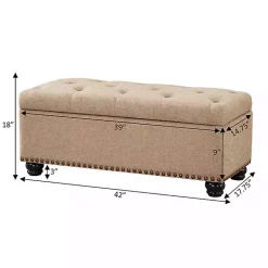 Kirklands Home Benches & Ottomans|Upholstered Carey Storage Ottoman Bench Tan