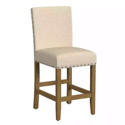 Kirklands Home Bar Stools & Counter Height Stools|Upholstered Nailhead Trim Counter Stool Tan