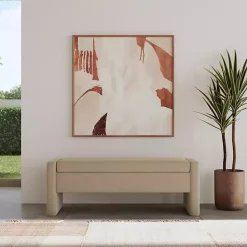 Kirklands Home Benches & Ottomans|Velvet Upholstered Modern Storage Bench Tan