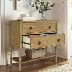 Kirklands Home Cabinets & Sideboards|Wood Turned Legs 2-Drawer Chest Tan