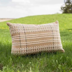 Tan Woven Geo Diamond Indoor/Outdoor Pillow Pillows