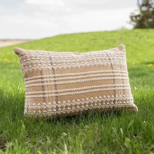 Tan Woven Geo Diamond Indoor/Outdoor Pillow Pillows