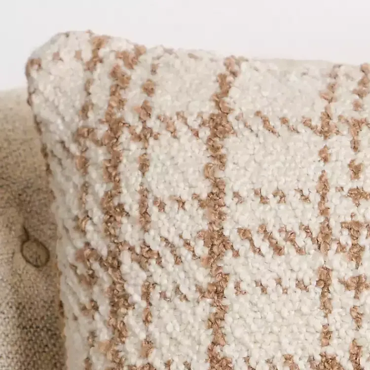 Best Taupe and White Boucle Plaid Pillow Pillows