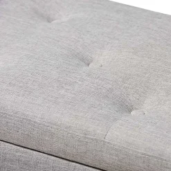 Kirklands Home Entryway Furniture|Taupe Button-Tufted Upholstered Storage Bench Tan