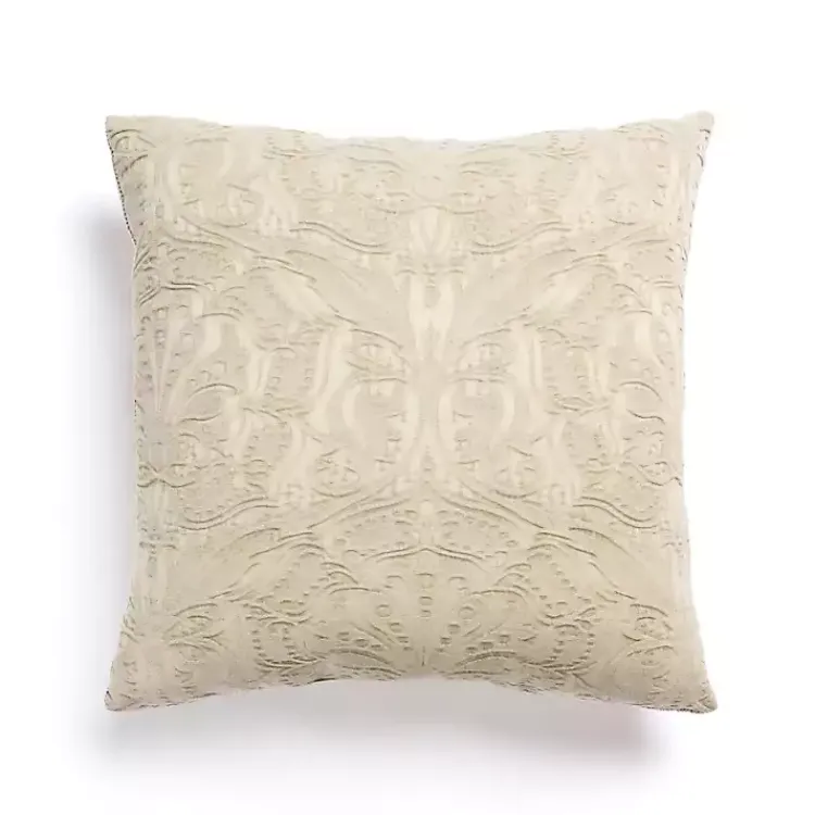 Clearance Taupe Chenille Damask Throw Pillow Pillows