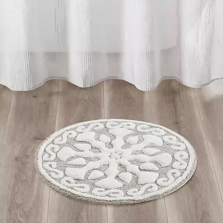 Kirklands Home Bathroom Rugs|Taupe Cotton Tufted Medallion Bath Mat, 25 in. Tan