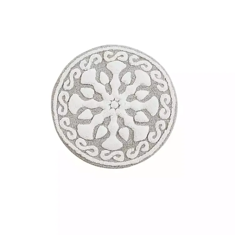 Kirklands Home Bathroom Rugs|Taupe Cotton Tufted Medallion Bath Mat, 25 in. Tan