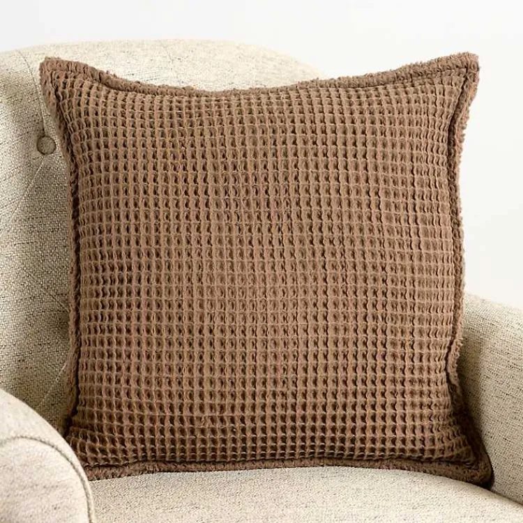 Outlet Taupe Cozy Waffle Pillow Pillows