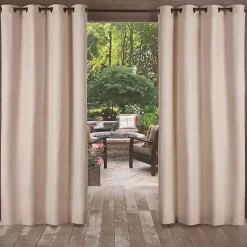 Kirklands Home Outdoor Curtains|Taupe Delano Outdoor Curtain Panel Set, 120 in. Tan