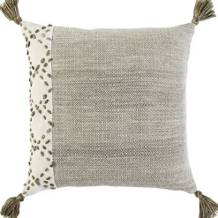 Best Taupe Kantha Stitch Recycled Throw Pillow Pillows