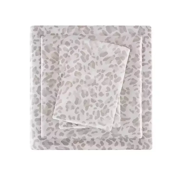 Kirklands Home Bed Sheets|Taupe Leopard Print Satin 3-pc. Twin Sheet Set