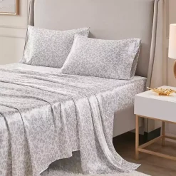Kirklands Home Bed Sheets|Taupe Leopard Print Satin 3-pc. Twin Sheet Set