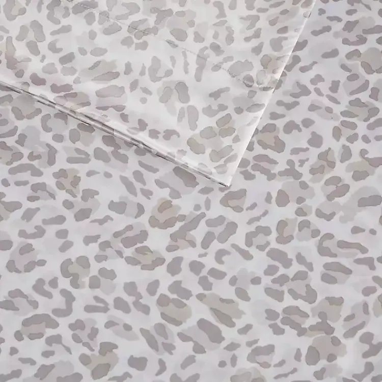 Kirklands Home Bed Sheets|Taupe Leopard Print Satin 4-pc. Full Sheet Set