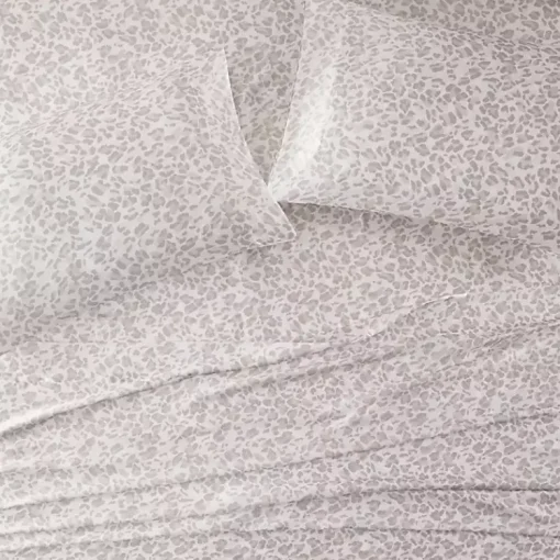Kirklands Home Bed Sheets|Taupe Leopard Print Satin 4-pc. Full Sheet Set