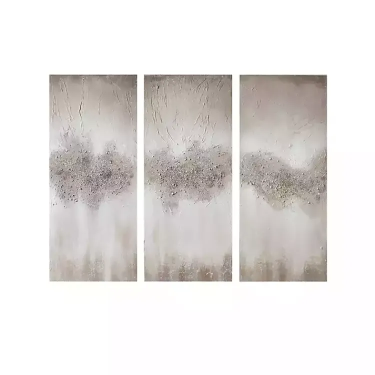 Kirklands Home Canvas Art|Taupe Luminous Embellished Art Print, Set of 3 Tan