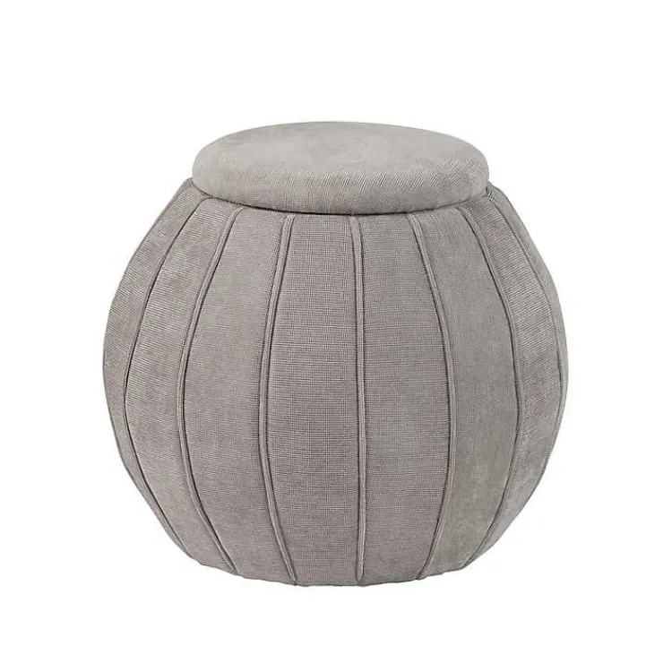 Kirklands Home Benches & Ottomans|Taupe Rounded Oval Storage Ottoman Gray