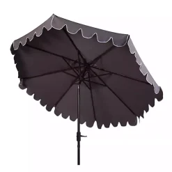 Kirklands Home Outdoor Accent Furniture|Taupe Scallop Tilt Crank 9 ft. Outdoor Umbrella Gray