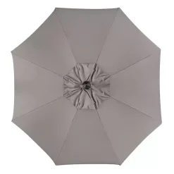 Kirklands Home Outdoor Accent Furniture|Taupe Scallop Tilt Crank 9 ft. Outdoor Umbrella Gray