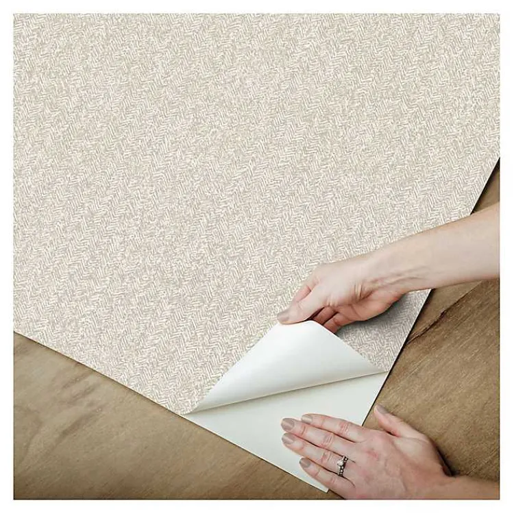 Kirklands Home Wall Murals & Wallpaper|Taupe Textured Cross Woven Peel & Stick Wallpaper Gray