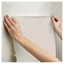 Kirklands Home Wall Murals & Wallpaper|Taupe Textured Cross Woven Peel & Stick Wallpaper Gray