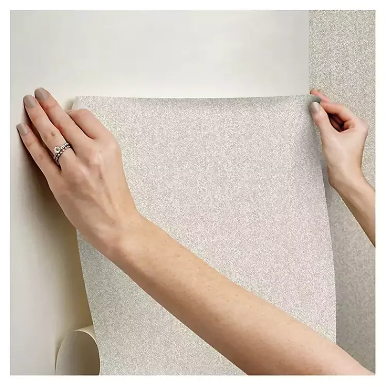 Kirklands Home Wall Murals & Wallpaper|Taupe Textured Cross Woven Peel & Stick Wallpaper Gray