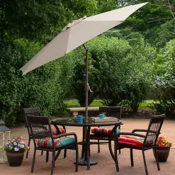 Kirklands Home Outdoor Accent Furniture|Taupe Tilt Hand Crank Outdoor Umbrella