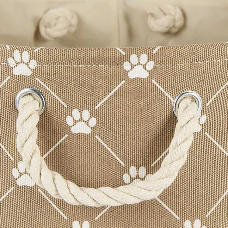 Taupe Trellis Paw Print Storage Basket, 14 in. Baskets & Boxes