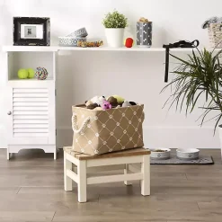 Taupe Trellis Paw Print Storage Basket, 14 in. Baskets & Boxes