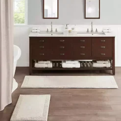 Kirklands Home Bathroom Rugs|Taupe Tufted Reversible Cotton Bath Mat, 72 in. Tan