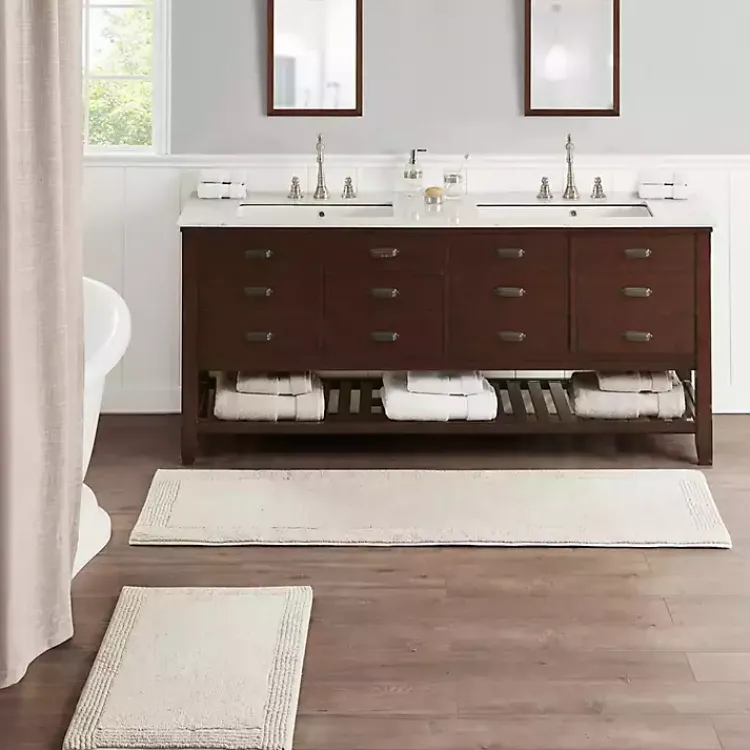 Kirklands Home Bathroom Rugs|Taupe Tufted Reversible Cotton Bath Mat, 72 in. Tan